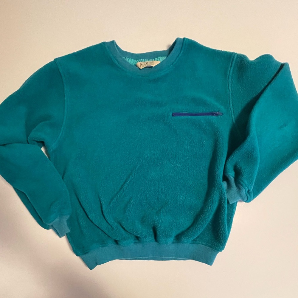 Vintage Ll Bean Teal Crewneck‎ Sweater with Pocket M